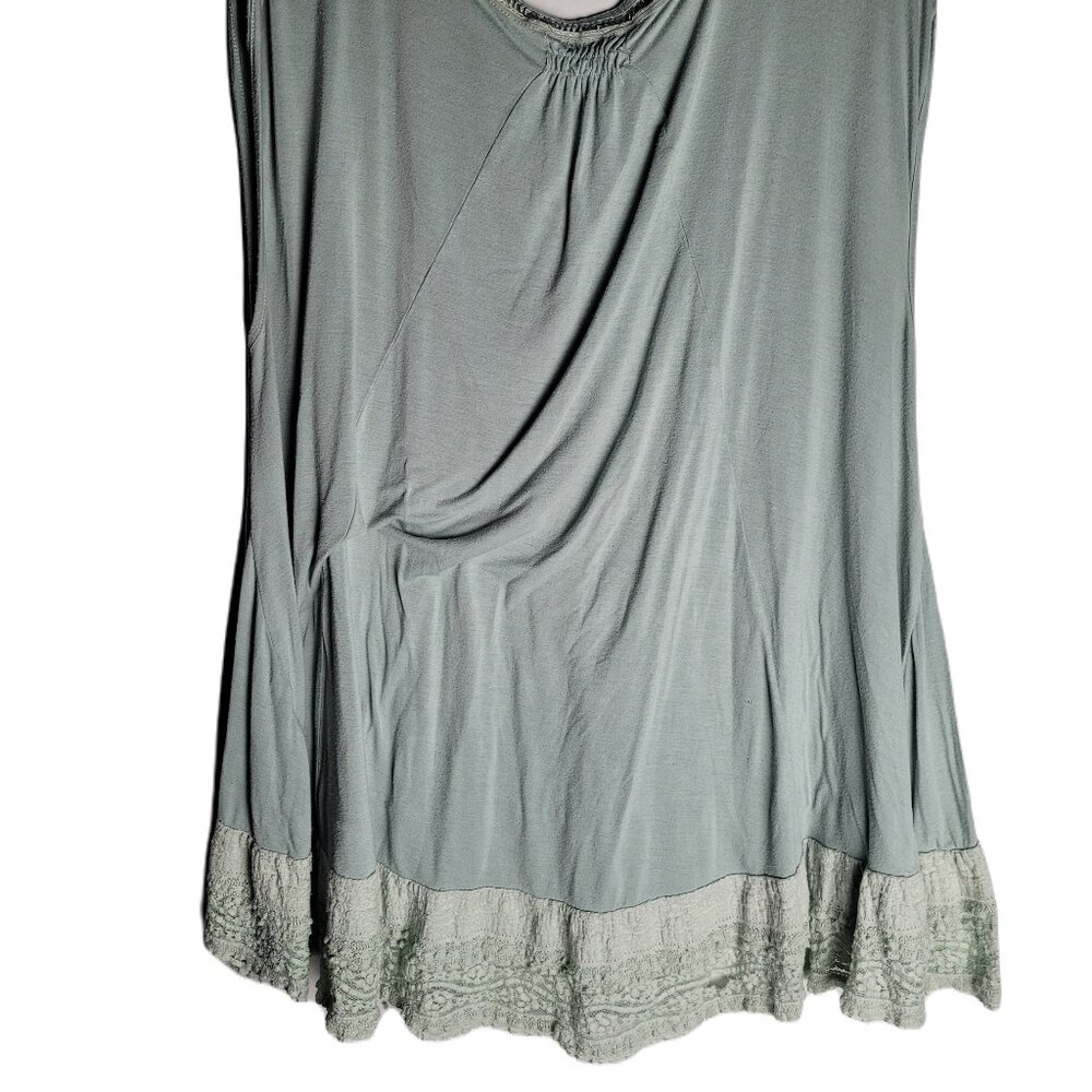 Umgee Tunic Top Size M Lace Keyhole Frayed Hem Sleeveless Cut Out - Picture 3 of 3
